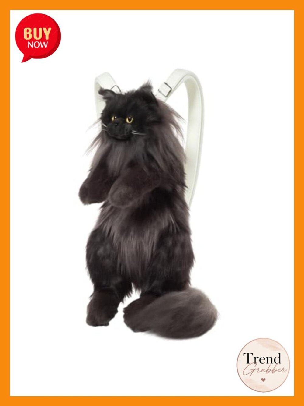 Stuffed Animal Backpack Plush Cat Bag with Adjustable Strap Handcrafted 3D Cat